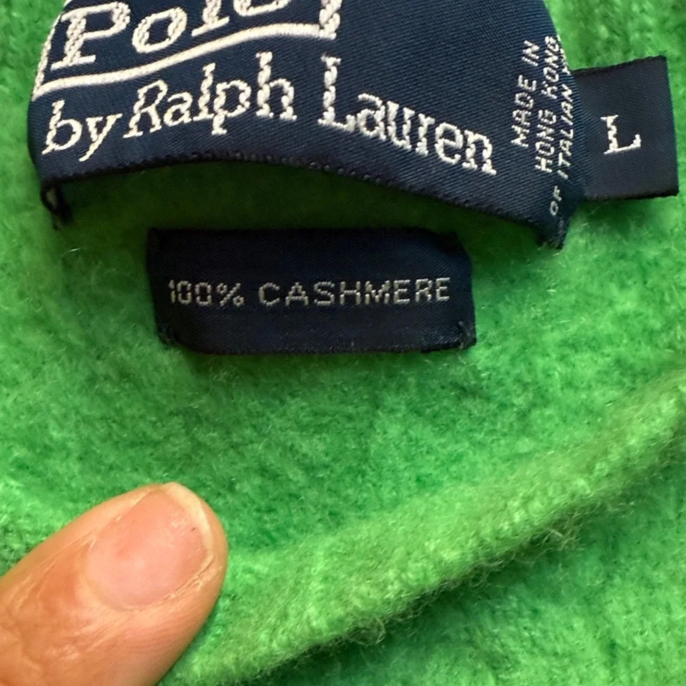 Polo Ralph Lauren Vibrant 100% Cashmere Green Crew Neck Sweater